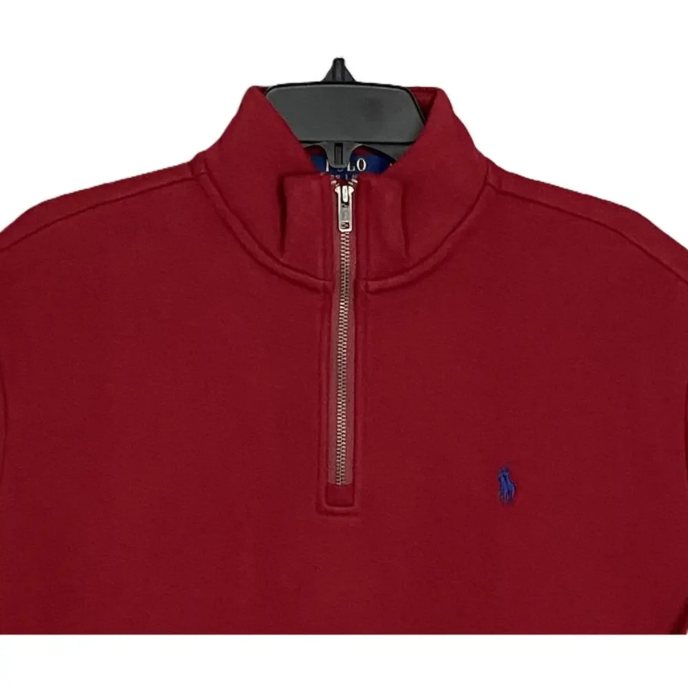 Polo by Ralph Lauren Men's Burgundy Half-Zip Sweatshirt